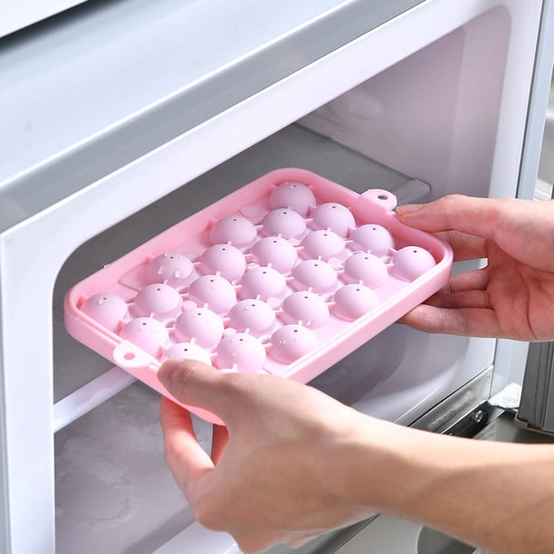 25 Cuadrículas Pequeñas Bandejas Redondas De Cubos De Hielo De Silicona Molde De Bola De Hielo Con Tapa, Fácil Liberación De Mini Bandeja De Esfera De Hielo Redondo Para El