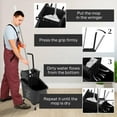 thumbnail image 5 of Resenkos 38 Quart Rolling Mop Bucket with Down Press Wringer on Wheels, Black, 5 of 7