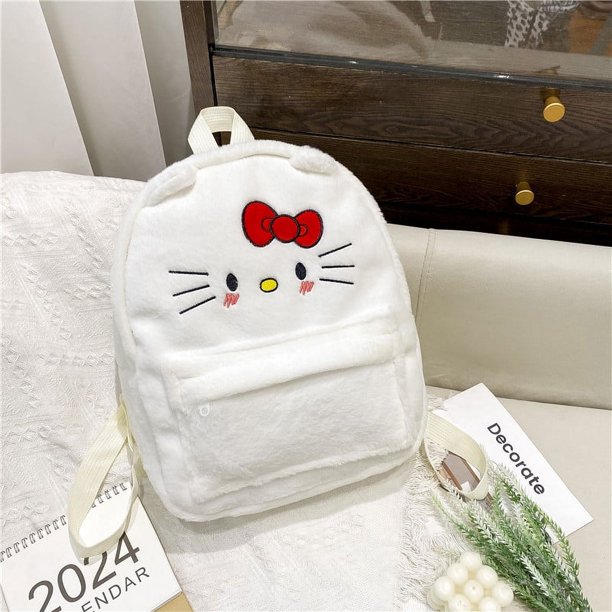 Nueva mochila de felpa encantadora de dibujos animados Sanrio Cinnamoroll Kuromi Girl Heart de gran capacidad My Melody bolso de hombro regalo de Navidad para niños