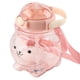 thumbnail image 3 of Botella de agua grande de 1000 ml con forma de oso de dibujos animados, portátil, con correa de pajita para verano, color rosa, 3 of 12