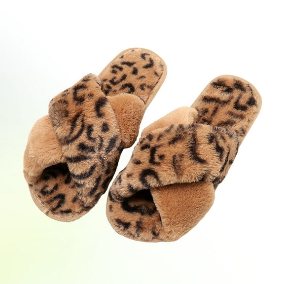 OFFIGAM Cozy Warm Brown Plush Slippers for Women, Lightweight and Soft House Shoes, 1 Pair
