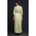 thumbnail image 2 of Bimba Robe Longue Imprimée en Rayonne à Feuilles, Taille Smockée, Fente Latérale, pour Femme - Grande, 2 of 6