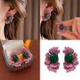 thumbnail image 2 of SIEYIO Delicate Vintage Flower Jewelry Ear Studs Turquoise Charm Elegant Women Earrings, 2 of 9
