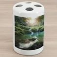 thumbnail image 1 of Lake Forest Ceramic Toothbrush Holder, Guatemala Evergreen Forest and Pure Lake Scenery Sunrise, Decorative Versatile Countertop for Bathroom, 4.5" X 2.7", Multicolor, 1 of 4