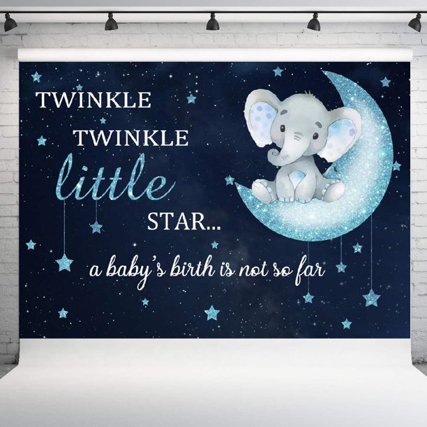 Blue Elephant Moon Photography Background Baby Shower