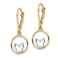 thumbnail image 2 of Finest Gold 14K Yellow & Rhodium with Butterfly in Circle Leverback Dangle Earrings, 2 of 3