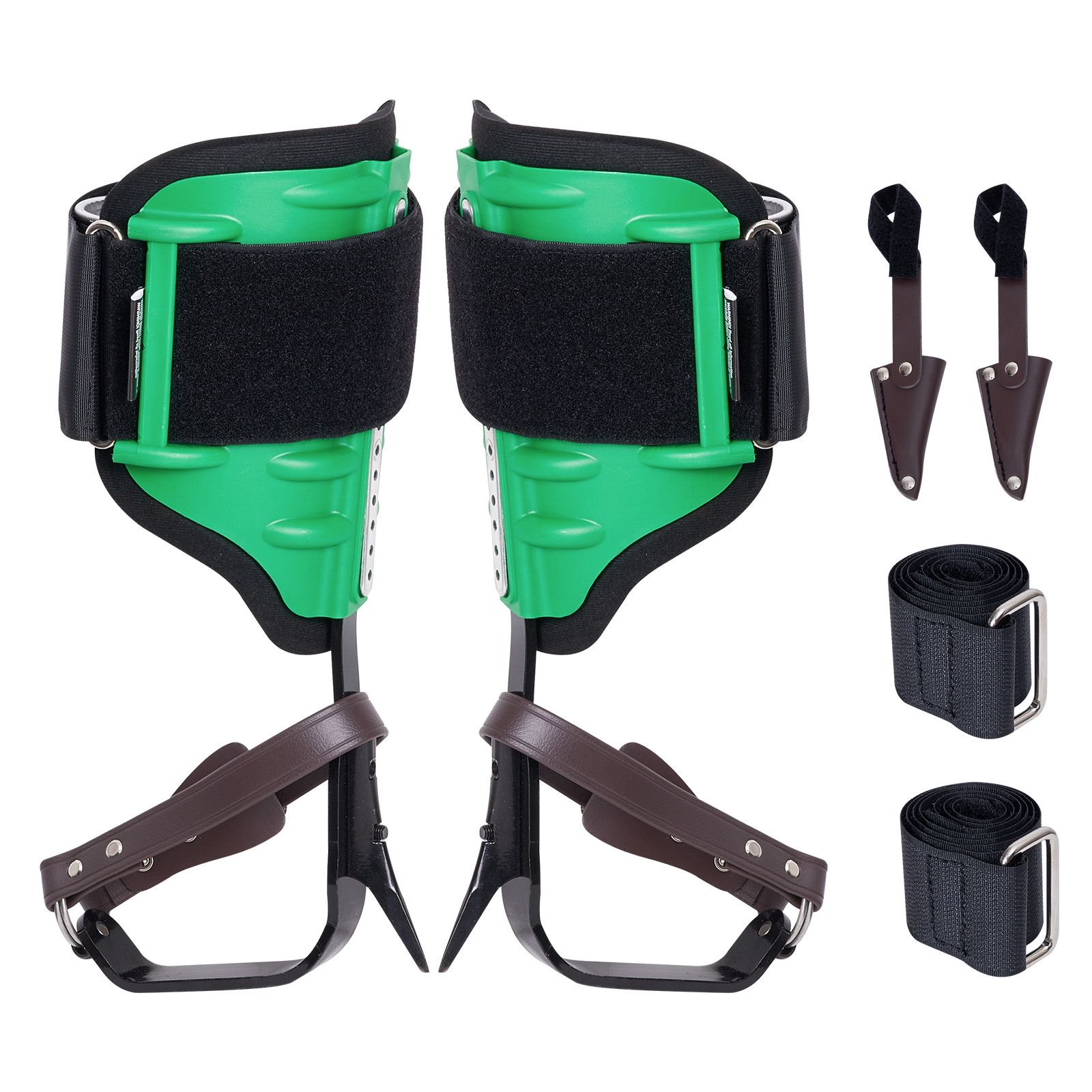 CAFORKP Tree Climbing Spikes 1 Pair Alloy Steel Climbing Spurs 350lbs Load Capacity Gear with Straps & Spike Protectors Arborist Equipment for Climbers Hunting Fruit Picking Green