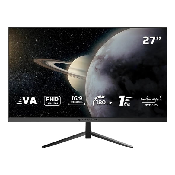 Monitor Gamer Balam Rush Titan MTG27Y 27 Pulgadas Full HD G-Sync/FreeSync 180Hz 1Ms HDMI DisplayPort Negro, BR-943000