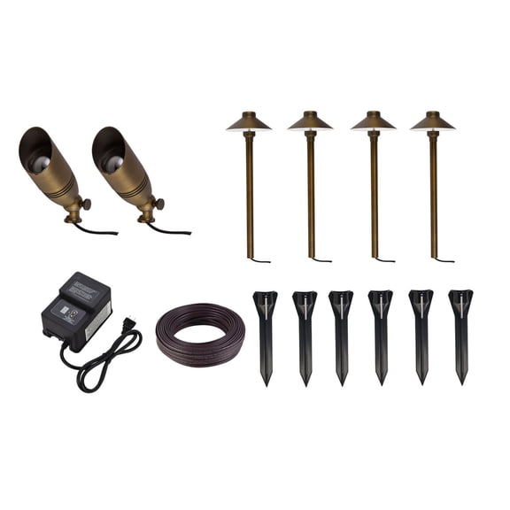 Aera cast brass landscape lighting full starter pack of 6 kit 2
