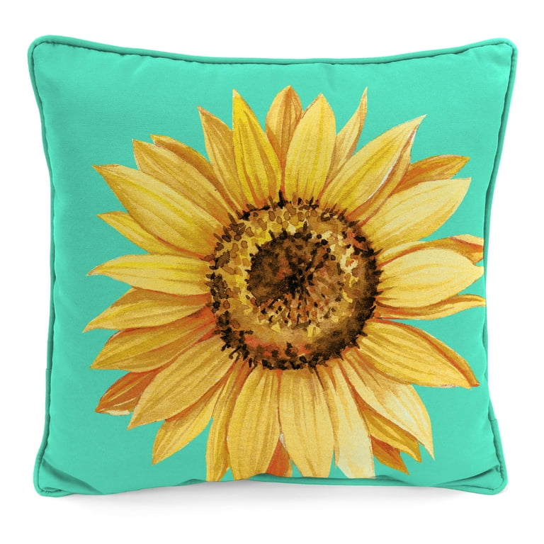 Mainstays Home Sunflower Reversible Outdoor Throw Pillow 16