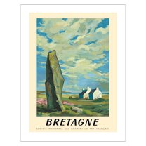 Brittany (Bretagne) - Northwest France - French National Railways (SNCF) - Vintage Railroad Travel Poster by Abel c.1947 - Bamboo Fine Art 290gsm Paper (Unframed) 17x22in