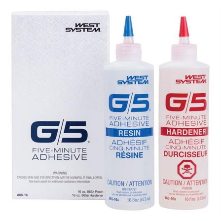 West System 1832187 G-5 Glue Adhesive Kit with 5 Minute Full Cure, Clear - Pack of 2