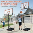 thumbnail image 3 of 5.73-10FT Height Adjustable Portable Basketball Hoop with 44in Backboard, Wheels & Water/Sand Base for Indoor Outdoor Use, Orange & Black, 3 of 8