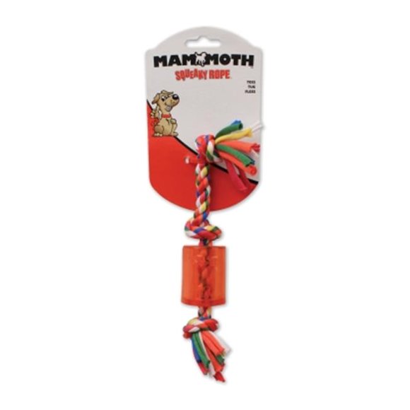 Mammoth Pet Products MM23590 Cloth Squeaky Rope With Rubber - 10 In.