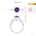 thumbnail image 4 of ANGARA Natural Round 1.15 ct Amethyst Hexagonal Halo Ring with Filigree in 14K White Gold for Women (Size-7mm) | February Birthstone, Anniversary, Jewelry Gift for Women | Natural Amethyst Ring, 4 of 8