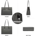 thumbnail image 2 of Lovevook Women's USB Port PU Leather 15.6" Laptop Tote, Gray, 2 of 7
