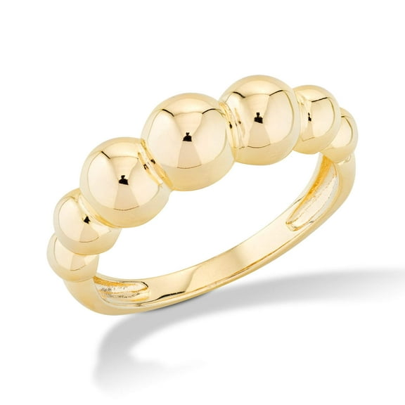 Miabella Italian 925 Sterling Silver Bead Ball Stackable Ring for Women, in Silver or 18K Gold Plated (Yellow-Gold-Plated-Silver, Size 5)