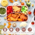 thumbnail image 3 of 6 Pcs Silicone Bento Box Reusable Lunch Container 4 Compartment Snack Boxes with Lid Smooth LeakProof Rectangle Food Boxes for Adult Work Travel Food Storage(Classic Color), 3 of 13