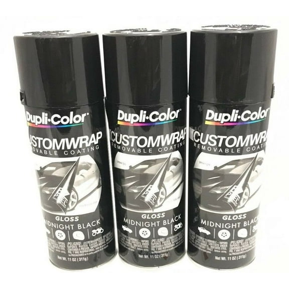 Duplicolor CWRC840 - 3 Pack Custom Wrap Removable Paint Gloss Midnight Black - 11 oz