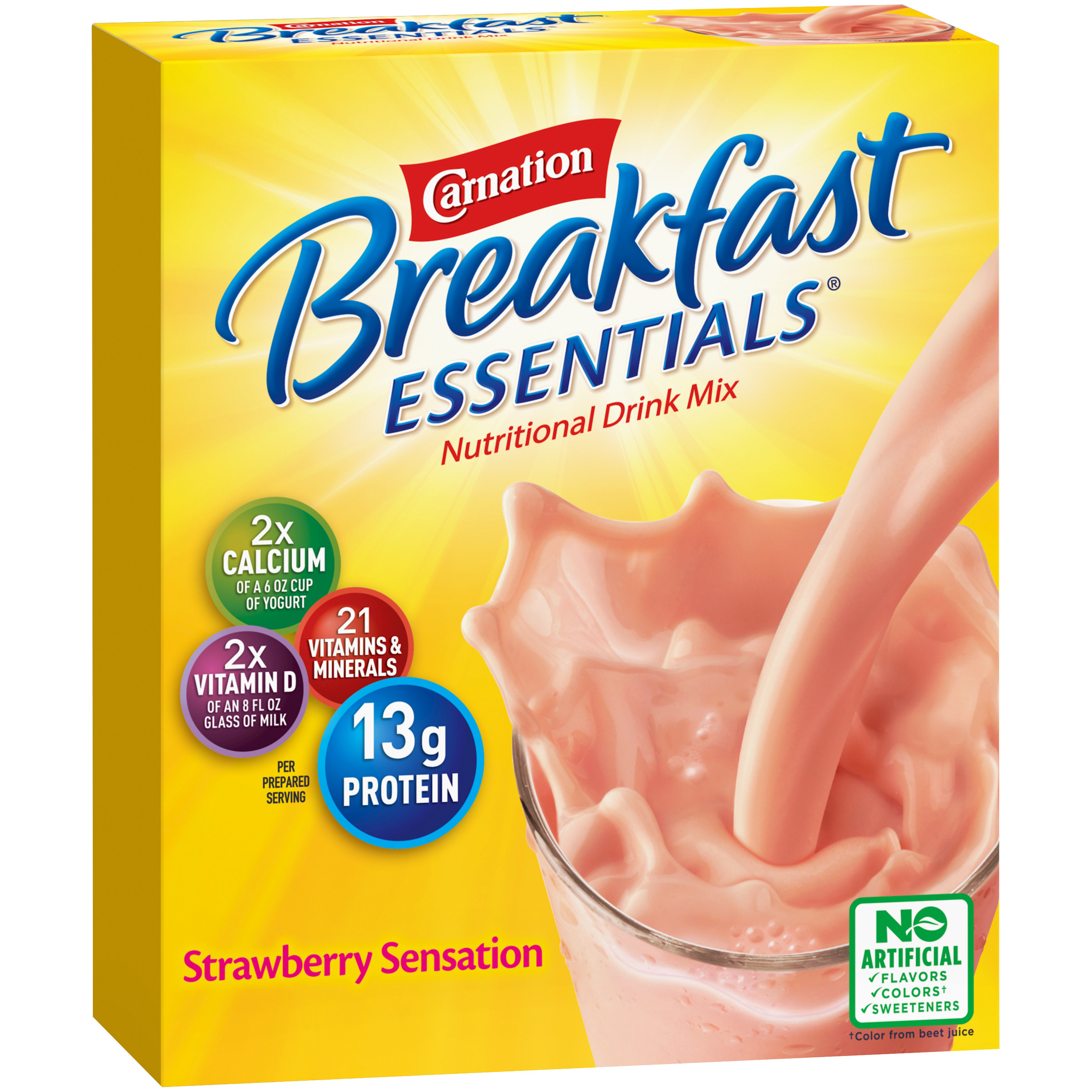 Carnation Breakfast Essentials Nutritional Powder Drink Mix, Strawberry Sensation, 10 - 36 g Packets