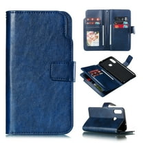 Galaxy A20S Wallet Case, Allytech Premium PU Leather Multiple Cards Slots Cash Holder Flip Cover Kickstand Protective Kickstand Magnetic TPU Back Cover Case for Samsung Galaxy A20S, Blue