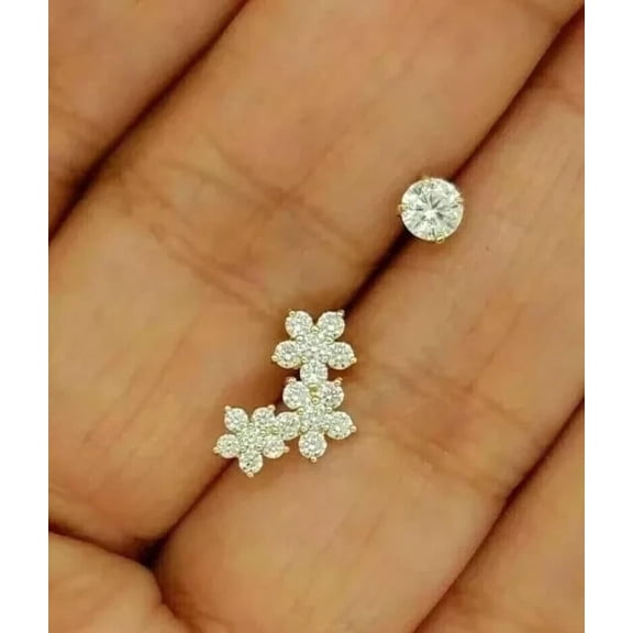 2Ct Round Cut Lab-Created Diamond Belly Button Navel Ring 14K Yellow Gold Plated