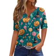 thumbnail image 5 of Halloween Shirts for Women 2026 V Neck Plus Size Funny Cute Vintage Teacher Shirts Casual Holiday Tops, 5 of 6