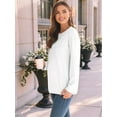 thumbnail image 2 of Womens Long Sleeve Tops Loose Fit Fall Cute Thick T Shirts Winter Cruise Outfits Trendy Clothes White L, 2 of 7