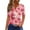 Light pink, variant on Women's Casual V-Neck Short Sleeve T-Shirt with Heart Print and Decorative Buttons, Valentine's Day Fashion Tee for Daily Wear,Green,M