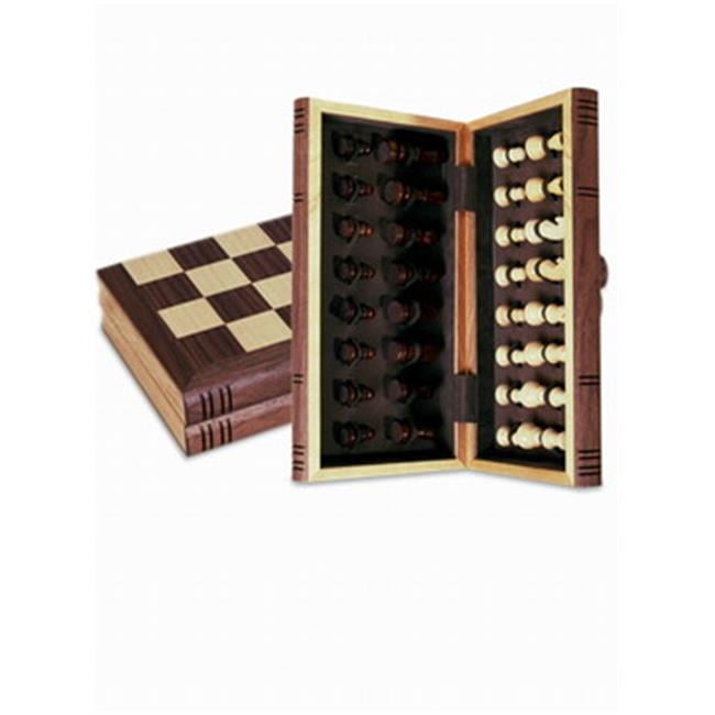 Wooden Magnetic Chess Set 2" King 10 1/2" Folding Board Blue 