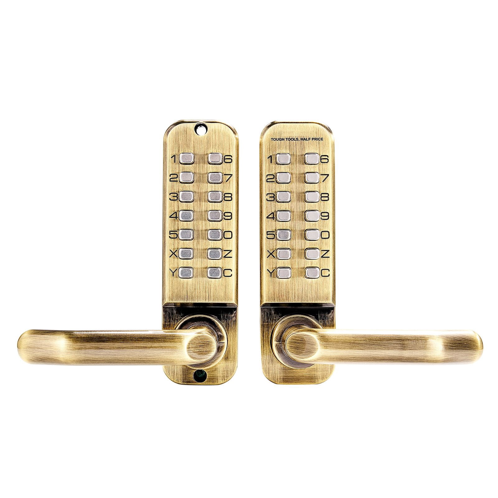 Mechanical Keyless Door Lock Gen2 Double-Sided 4-7 Digit Code No Batteries 1.4-2.5 Inch Door Thickness for Gate Garage