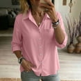 thumbnail image 2 of VBVC Women's Collared Button Down Shirt , Business Casual Work Blouse For Women , Ladies' Lightweight Long Sleeve Top with Pockets, Pink , S-2XL, 2 of 8