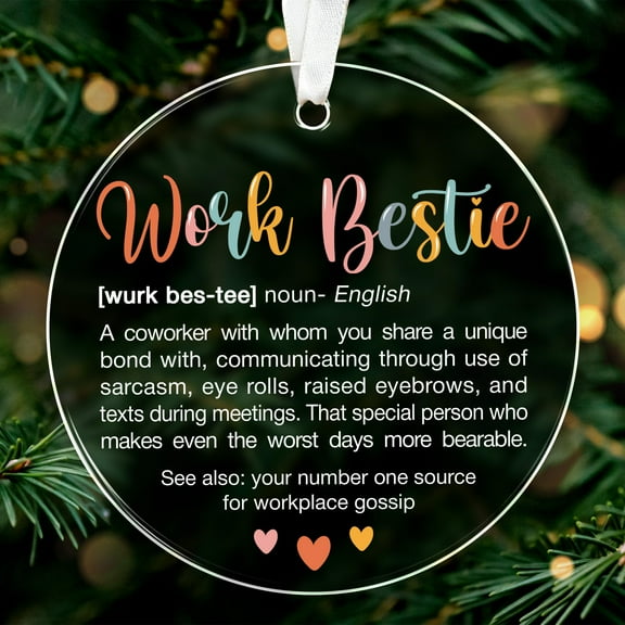 Work Besties Gifts for Women, Work Friends - Coworker Ornament, Christmas Coworkers Gifts, White Elephant, Secret Santa Office Ideas for Co Workers - Acrylic Ornament 2025