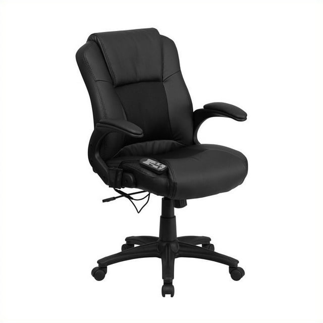 Scranton & Co Massaging Leather Executive Office Chair in Black
