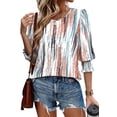 thumbnail image 2 of Fantaslook Blouses for Women Dressy Casual 3/4 Length Sleeve Womens Tops with Smocked Cuffs Fashion Shirts, 2 of 8