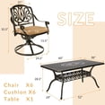 thumbnail image 2 of W WARMHOL 7-Piece Outdoor Patio Dining Set, 60” Rectangular Cast Aluminum Dining Table with Umbrella Hole and 6 Cushioned Swivel Rocker Chairs, Patio Funiture Set for Backyard, Patio, Garden, 2 of 7