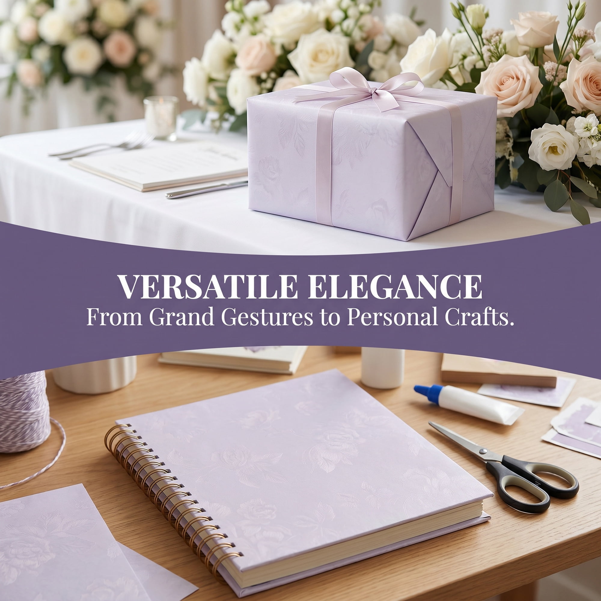 Unique Bargains Luxury Matte Gift Wrapping Paper with Rose Pattern White 27.6" x 19.7"