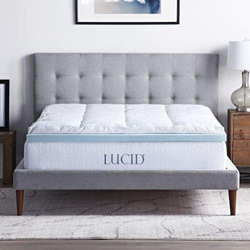 LUCID 4 Inch Down Alternative and Gel Memory Foam Mattress Topper - Three Toppers In One - Queen