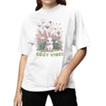 thumbnail image 2 of Cozy Bunny Floral Art Women's T-shirt, 2 of 3