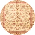thumbnail image 1 of Ahgly Company Machine Washable Indoor Round Abstract Mustard Yellow Area Rugs, 3' Round, 1 of 1
