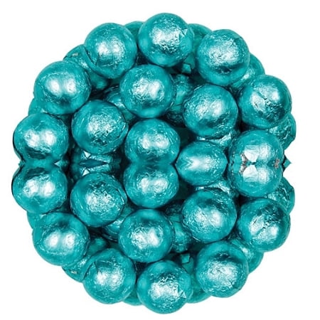 Wrapped Chocolate Balls - Aqua Foil Wrapped Milk Chocolate Balls, (10 Pounds)