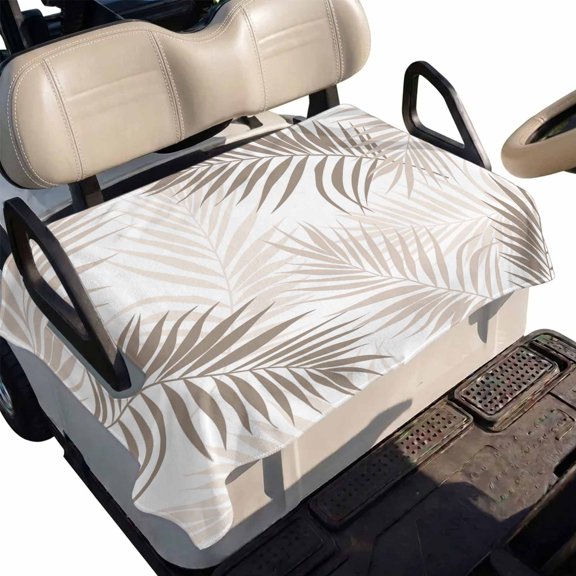Golf Cart Seat Cover Cream Tropical Leaves Club Car Golf Cart Seat Covers Soft Absorbent Golfcart Towel Blanket Coastal Palm Fronds Golf Seat Covers for Cart Decor Fits 2 & 4 Passenger 51"x31"