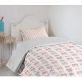 thumbnail image 4 of Ambesonne Cartoon Quilted Bedspread Set 2 Pcs, Night Time Owls Moon Fun, Twin Size, Seafoam Pink and Tan, 4 of 6