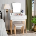 thumbnail image 3 of Costway Vanity Table Set W/Mirror & 6 Drawer Dressing Table Cushioned Stool Makeup Table, 3 of 10