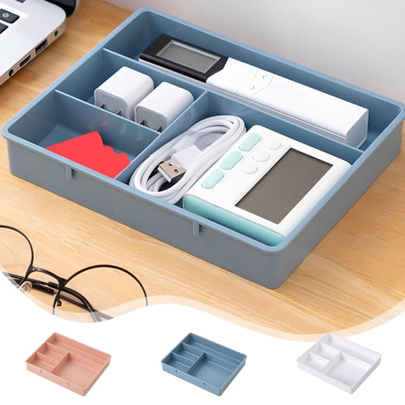 XIBUFE 2026 New Desk Drawer Organizer,Plastic Drawer Organizer Tray with 4 Compartments,Desk Organizer for Office Supplies,Desktop/Drawer Storage Tray for Home Office