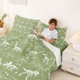 thumbnail image 3 of Feelyou Dino Skeleton Full Size Sheets for Kids Boys Teens, Fossil Bone Wildlife Bed Sheets, Olive, 4 Pieces, 3 of 5
