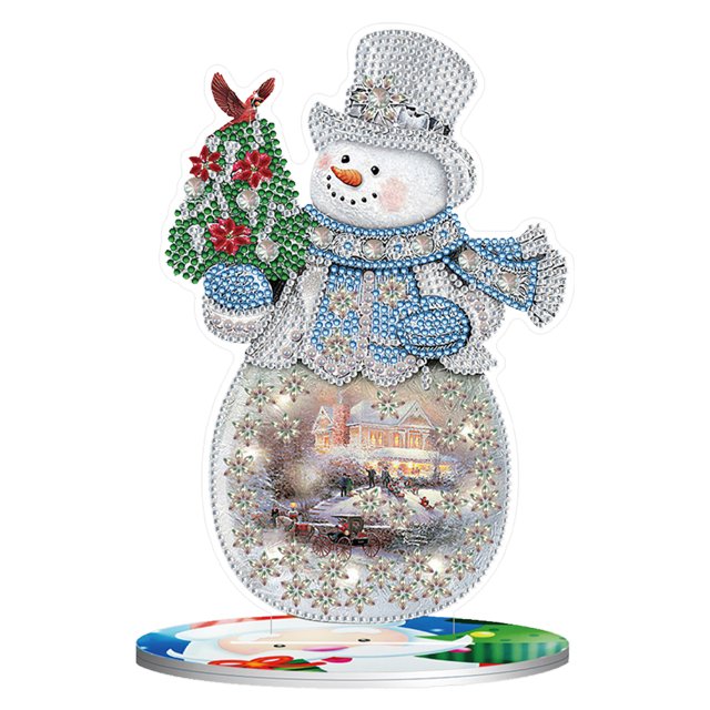Adorno de diamantes de cristal, muñeco de nieve navideño, decoración del hogar hecha a mano (#6)