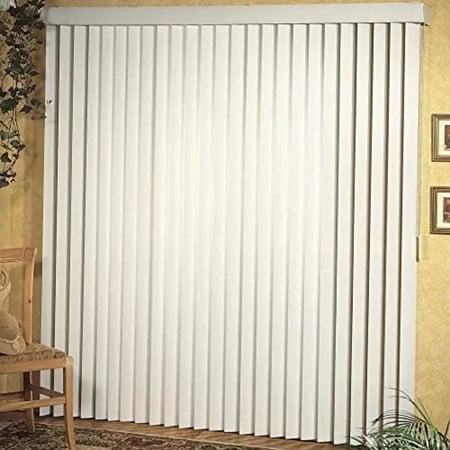Vertical Hard Window Patio Blinds - Alabaster, 84" L X 78" W Ribbed & 3-1/2-Inch Vane - Easy Installation For All Patio Doors, Hardware Included - Aluminum Track For Durability, Anti-Static Slats
