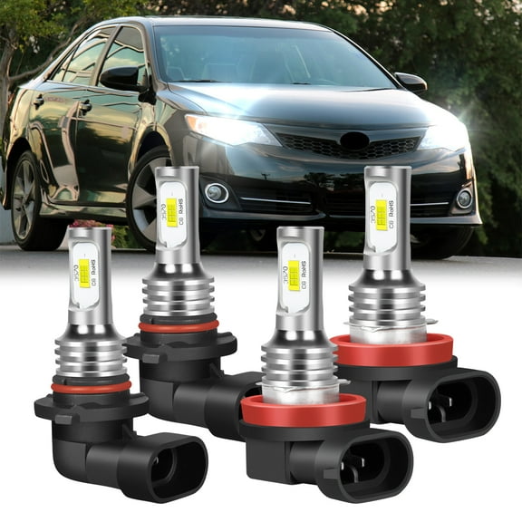 For Toyota Camry 2007-2018 4x 9005 H11 LED Headlight High Low Beam Bulbs White