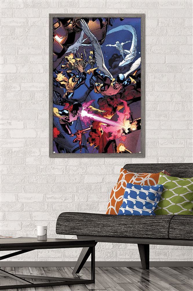 Marvel Comics - The X-Men - Classic Group Fighting Wall Poster, 22.375" x 34", Framed